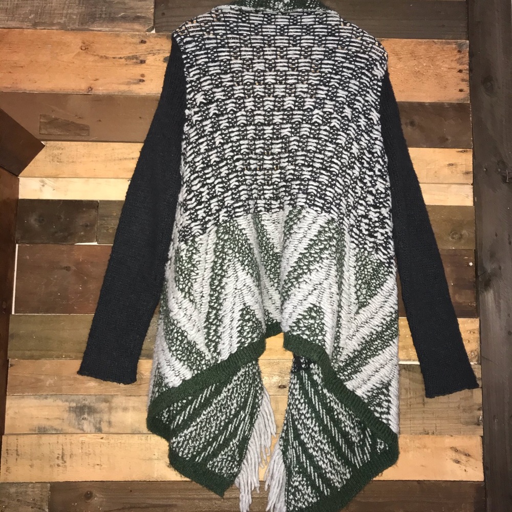 Anthro MOTH Drape Fringe Knit Cardigan Sweater - Picture 4 of 8